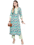 Anni Designer Women'S Cotton Blend Straight Printed Kurta With Palazzo (Jyithi Grey_L_ Grey_Large),Grey,L