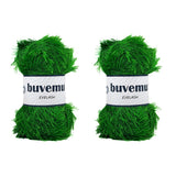 Buvemu Eyelash Fun Fur Yarn 100 Gram (3.53 Ounces) 175 Yards (160 Meters) (Forest Green - 2 Skeins)