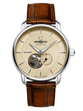Zeppelin LZ-120 Bodensee Leather Strap Beige Open Heart Dial Automatic 81661 Mens Watch