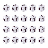 FASHEWELRY 240Pcs Cube White Acrylic Letter Beads 5x5x5mm Letter T Alphabet Beads for DIY Bracelet Necklace Jewelry Making