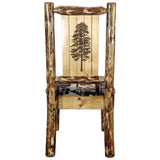 Montana Woodworks Glacier Country Collection Side Upholstered Chair, Woodland Pattern With Laser Engraved Pine Tree Design, Stai
