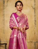 Satrani Womens Banarasi Silk Blend Saree (2786S101N_Pink)