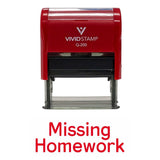 MISSING HOMEWORK Teacher Self Inking Rubber Stamp (Red Ink) Medium