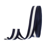 PATIKIL 1 Navy White Striped Grosgrain Ribbon, 25 Yard Polyester Fabric Stripe Craft Ribbon Double Faced Design for Bow Gift Wra