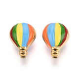 Ipotkitt 10 pcs 304 Stainless Steel Enamel Hot Air Balloon Beads Travel Rainbow Spacer Beads for DIY Crafts Jewelry Bracelet Nec