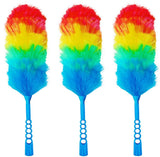 Tockrop 3 Pack Upgrade 19” Rainbow Static Feather Duster with Beandable and Washable Head - More Fibers Bigger Head Less Loss of Fiber