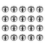 HARFINGTON 40pcs Beads 10mm Stainless Steel 3mm Hole Dia Bead for DIY Crafts, Silver Tone