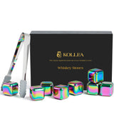 Kollea Whiskey Stones 8-Pack Stainless Steel Chilling Rocks Set, Multicolor