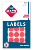 MACO Neon Red Round Color Coding Labels, 3/4 Inches in Diameter, 1000 Per Box (MR12129)