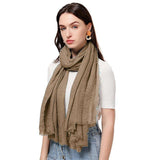 Icw WomenS Uv Protection Premium Light Weight Wrinkle Ironless Crinkle Cotton Hemp Summer Scarf Stoles Shawl Head Scarves For G