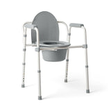 Medline 3in1 Steel Bedside Commode, Standard Seat, Sturdy Folding Frame, 7.5 QT. Bucket, 350 lb. Weight Capacity, Clipon Seat