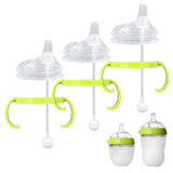 Sippy Cup Conversion Kit for Comotomo Baby Bottles, Soft Straw Top and Weighted Straw Transition Kit with Handles, Set of 3