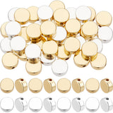 Beebeecraft 1 Box 50Pcs 2 Colors Disc Coin Beads 18K Gold & 925 Sterling Silver Plated Flat Round Spacer Beads 6x3mm Tiny Smooth