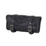 Gargoyle Bells Motorcycle Tool Bags with Flames - Universal Handlebar Bag & Saddlebags (Black, 12)