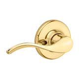 Kwikset Balboa Dummy Door Handle, Single Sided Lever for Closets, French Double Doors, and Pantry, Polished Brass Non-Turning Ri