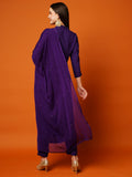 Anni Designer Women'S Cotton Blend Straight Printed Kurta With Pant & Dupatta (Raji-Begani-Nw_S_Violet_Small),Violet,S,Cotton Blend,Regular,