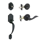 Copper Creek HZ2610XWLL-BC Heritage Front Entrance Handleset in Black with Left Hand Waverlie Lever Interior
