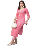Anni Designer Women'S Cotton Blend Straight Printed Kurta With Pant (Tai Pink_4Xl_Pink_Xxxx-Large),Pink,4XL