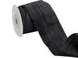 Black Wrinkled Wired Satin Ribbons 2inch 10 Yards Wide Silk-Like Crinkled Woven Ribbons Gift Wrapping Pleated Trim Ribbon for Cr
