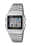 Casio Unisex Digital Watch with Stainless Steel Strap - A500WA-1D, LCD/Grey, Bracelet