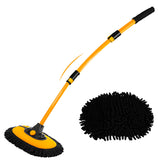 15Curved Car Wash Brush with Long Handle 43 Extension Pole RV Truck Microfiber Cleaning Mop Auto SUV Wheel Boat Exterior Interio