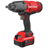 CRAFTSMAN V20 RP Impact Wrench, Cordless, Brushless, 1/2 inch, 4Ah Battery and Charger Included (CMCF900M1)