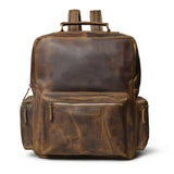 Mahetri Barclay Handcrafted Leather Laptop Backpack Vintage Brown | Genuine Full Grain Leather Backpack With Trolley Sleeve, C