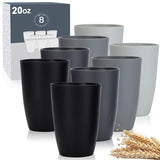 Wheat Straw Cups 8 PCS Good Alternative to Plastic Reusable Cups 20 oz Unbreakable Drinking Cup Reusable Dishwasher Safe Water P