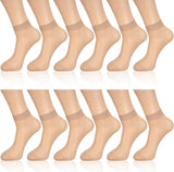 Ketkar 12 Pairs Sheer Ankle Socks Thin Nylon Transparent Ankle High Hosiery Socks Short Dress Stockings For Women Girls_Black