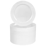 BESTVIP 100PCS White Plastic Plate, 7 Inch Disposable Dessert Plate Party, Heavy Duty Disposable Plastic Plates for Party, Weddi