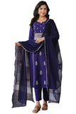 Gosriki Women'S Cotton Blend Embroidered Straight Kurta With Pant & Dupatta (Nepoli Begani-Nw-Gs_L_Violet_Large),Purple,,B0CQPHJFSF