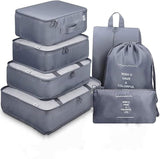 7 Pcs Travel Storage Organizer Bag Set | Foldable Packing Cubes With Zippers For Clothes, Shoes & Toiletries | Waterproof Luggag