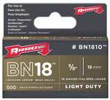 Arrow Fastener BN1810CS 5/8 15mm 18 Gauge Brown Brad Nails 1000 Count