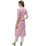 Stylum Women'S Self Woven Striped Cotton Blend Straight Kurta (Yashipink46_Light Pink, 3Xl)