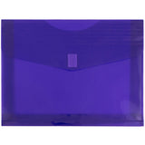 JAM PAPER Plastic Expansion Envelopes with Hook & Loop Closure - Letter Booklet - 9 3/4 x 13 with 2 Inch Expansion - Purple - 12