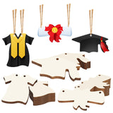 Tmflexe Graduation 30Pcs Unfinished Wooden Gift Ornaments DIY Craft Present Paintable Blank Natural Graducation Cap Diploma Gown