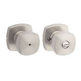 Kwikset Arroyo Knob Interior Privacy Door Knob with Lock, Door Handle For Bathroom and Bedroom, Satin Nickel Keyless Turn Lock D
