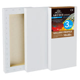 PHOENIX 10x20 Inch 3 Pack Gallery Canvas - 1.5 in Thick Long Canvases for Painting - Deep Edge 100% Cotton 11 Oz. Gesso Primed W