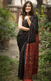 Gosriki Women'S Black Georgette Printed Saree With Blouse Piece (Satemina-Black-Go_Free Size),Black,,B0BBW1HCS2