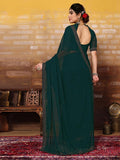 Satrani Womens Pure Georgette Saree (3321S164N_Dark Green)