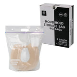 12 Large Plastic Storage Bags, 3 Gallons, Zero BPA, Double Zipper Seal, 3 Mils Thick, Double Layer Carry Handle, 15x15x7, Moving
