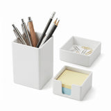 OVANMEXIS Silicone Pen Holder Set 3Piece Desk Organizer White