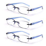 FEIVSN 3-Pack Rimless Reading Glasses For Women, Lightweight Spring Hinge Readers, Classic Elegant Artistic Eyeglasses UV 400 (B