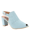 Shoetopia Womens/Girls Blue Laser Cuts Peep-Toed Heeled Mules-Eu38,Blue,5,B09NC2BN58