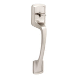 Kwikset Prague Front Door Handle No Lock, Entry Handleset Exterior with Interior Door Knob, NonLocking, Satin Nickel, Deadbolt