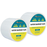 Golden Fox Vapor Barrier Tape, 2 Pack 4'' x 180' Roll, 9 Mil White Polyethylene Moisture and Vapor Barrier Seam Tape for Crawl S