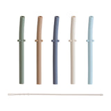 mushie Silicone Replacement Straws for Babies 6 months+ | 5 Pack | 4.75 Long with Cleaning Brush (Forest)