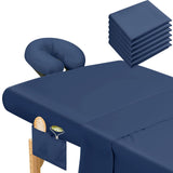 Mixweer 9 Pcs 3 Set Microfiber Massage Table Sheets Set Bulk Includes Flat Sheet, Fitted Sheet with Pocket, Face Rest Cover(Navy