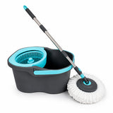 Lambert Home Spin Mop and Bucket Set with Wringer, HandsFree SelfWringing Floor Mop, 2 Washable Microfiber Mop Heads, 42.150