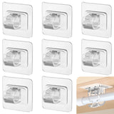 8 Pcs Adhesive Curtain Rod Holder Hooks Self-Adhesive Curtain Rod Bracket No Drill Curtain Hangers Nail Free Adjustable Curtain Rod Holder Curtain Pole Wall Brackets for Home Bathroom Kitchen